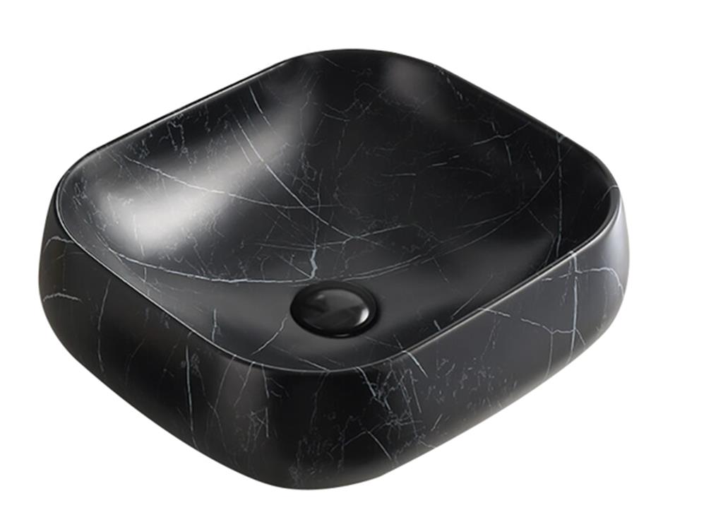 Carrara Basin | Above Counter Matte Black Marble Basin| Smeaton Bathrooms