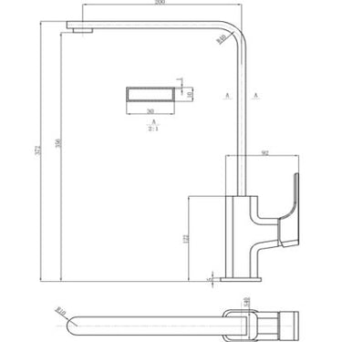 Brushed Nickel | Kompakt Eckig Sink Mixer