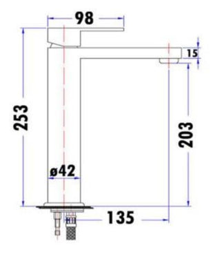 Chrome | Eckig Tower Basin Mixer