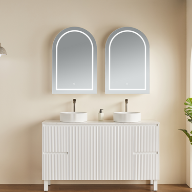 Arch LED 600x900mm Matte White Shaving Cabinet