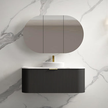 Infinity | Rio 1200 Curved Fluted Matte Black Wall Hung Vanity - Acqua Bathrooms