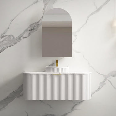 Infinity | Rio 1200 Curved Fluted Matte White Wall Hung Vanity - Acqua Bathrooms
