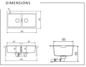Schock Magma Double 1TH Bowl Kitchen & Laundry Sink