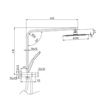 Matte Black | Eckig Multifunction Hand Shower With Overhead Rain Shower