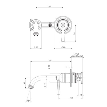 Phoenix | Cromford Brushed Nickel SwitchMix Wall Basin Mixer Set 200mm (Complete Kit)