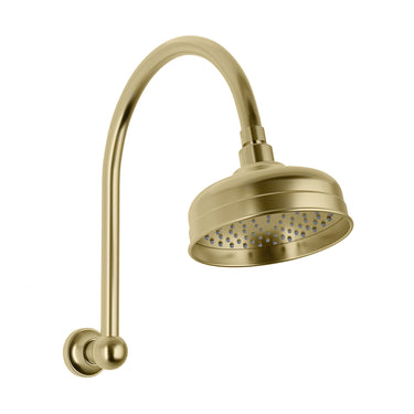 Phoenix | Cromford High-Rise Brushed Gold Shower Arm and Rose