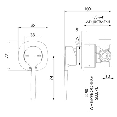 Phoenix | Vask Brushed Carbon Shower / Wall Mixer (Complete Kit)