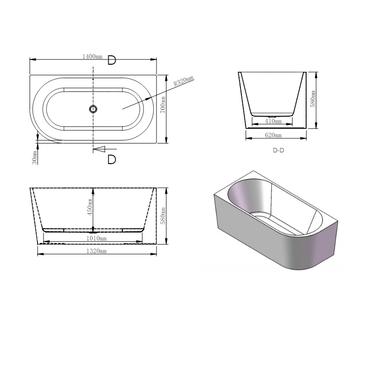 Marco | 1400 Left Corner Fit Freestanding Bath Tub