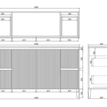 CETO | Brighton 1500 Matte Black Double Bowl Floor PVC Cabinet