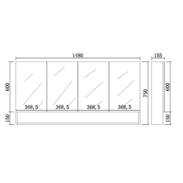 Riva | Gloss White Four Door Vanity 1500mm