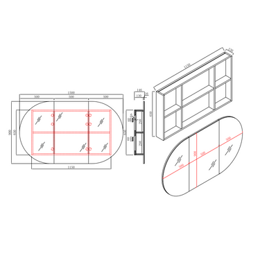 Rosy 1500 Matte Black Oval Shaving Cabinet - Acqua Bathrooms