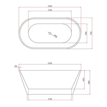 1500 mm Shanty Round Freestanding Bath Tub