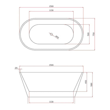 1600 mm Shanty Round Freestanding Bath Tub