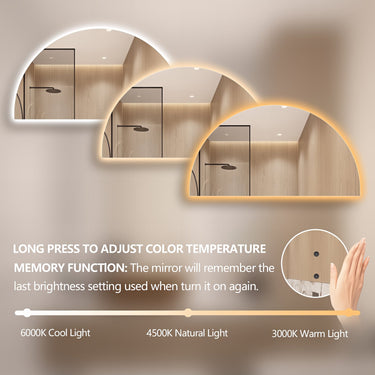 Arched Touchless 1500 x 1000 LED Mirror - Three Light Temperatures - Acqua Bathrooms