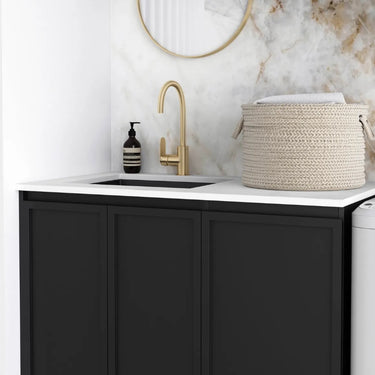 Otti | Hampshire Black Base Laundry Cabinet with Stone Top and Sink 1715x600x2100 C