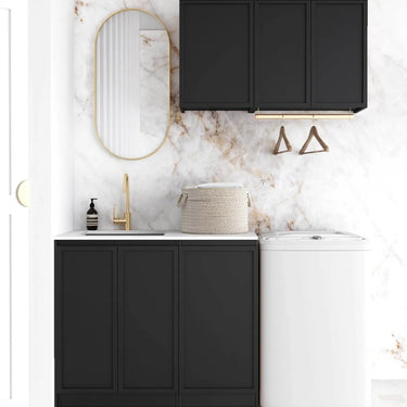 Otti | Hampshire Black Base Laundry Cabinet with Stone Top and Sink 1715x600x2100 A