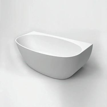 Oval Egg Shape 1700mm Gloss White Back to Wall Freestanding Bath - Acqua Bathrooms