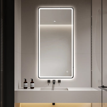Nova | 450 x 900mm Black Frame Soft Square LED Mirror Three colour option 3000K / 4000K / 6000K