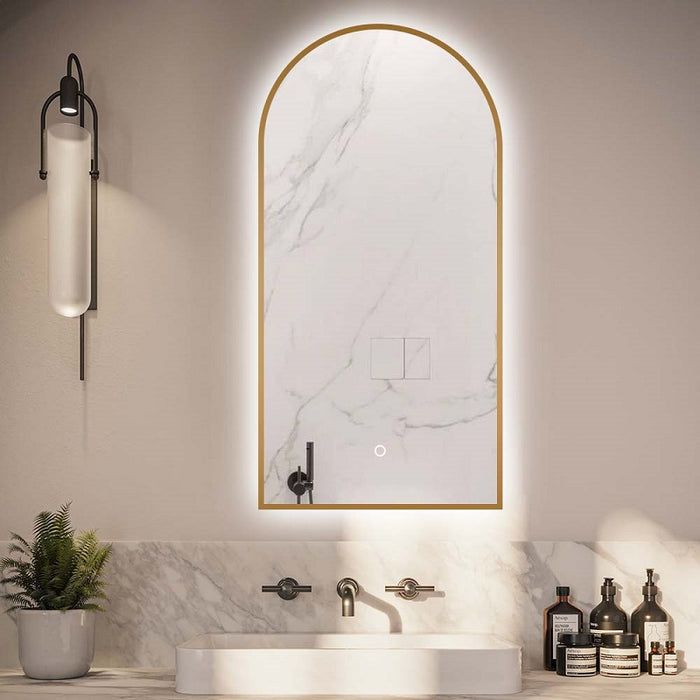 Arched Gold | 600 x 900 mm LED Mirror Three colour option 3000K / 4000K / 6000K