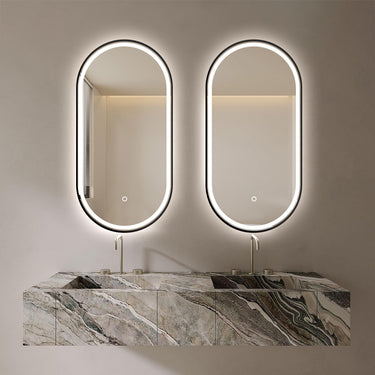 Pill | 450 x 900mm Black Frame LED Mirror Three colour option 3000K / 4000K / 6000K