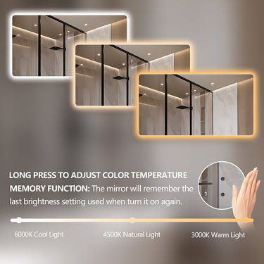 Curva Rectangle 1500 x 800 Touchless LED Mirror  - Three Light Temperatures - Acqua Bathrooms
