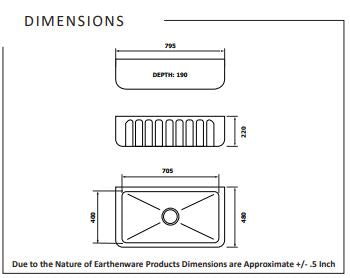 Chambord LOUIS Large single bowl Fireclay Kitchen & Laundry Sink