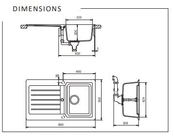 Schock Typos Single Bowl with Drainer Alpina Kitchen & Laundry Sink