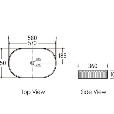 Otti Australia | Kensington Oval Matte Black Fluted Basin