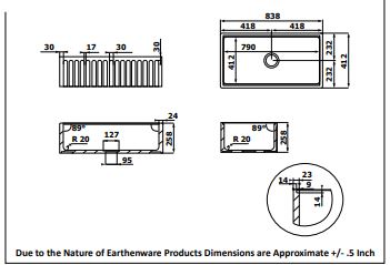 Chambord LEGRANDE Large Bowl Reversible Fireclay Kitchen & Laundry Sink