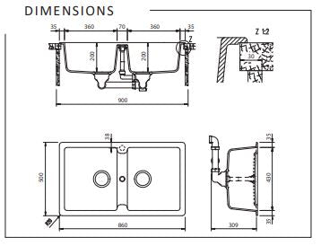 Schock Typos Double Bowl 1TH Alpina Kitchen & Laundry Sink