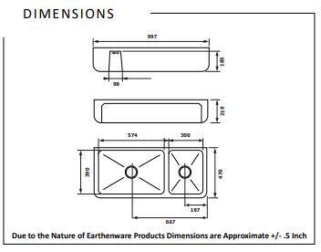 Chambord HENRI 1 & 1/2 Bowl Fireclay Kitchen & Laundry Sink