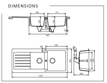 Schock Typos 1 & 3/4 Bowl Alpina Kitchen & Laundry Sink