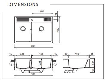 Kallio One & 1/3 Bowl Night with 1TH Kitchen & Laundry Sink