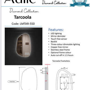 Aulic | Tarcoola Frameless Back Lit LED Mirror