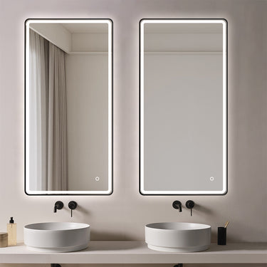 Nova | 450 x 900mm Black Frame Soft Square LED Mirror Three colour option 3000K / 4000K / 6000K