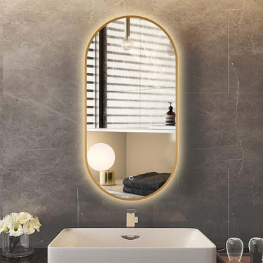 Pill Brushed Gold | 450 x 900 mm LED Mirror Three colour option 3000K / 4000K / 6000K