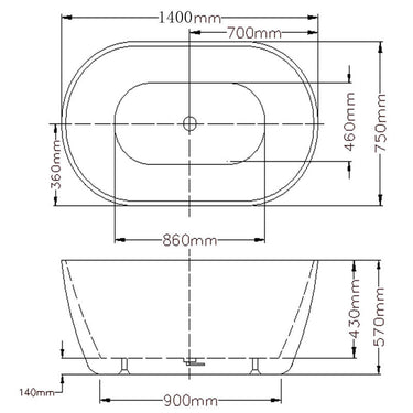 Olivia Matte White 1400 Round Freestanding Bathtub - Acqua Bathrooms