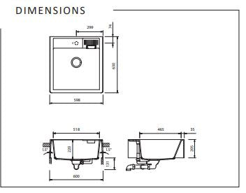 Kallio Single Bowl Night with 1TH Kitchen & Laundry Sink