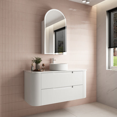 Aulic | 1200mm Curva White Fluted Wall Hung Vanity