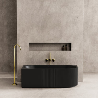 Capri 1700mm Fluted Oval Freestanding Left Corner Bath Matt Black