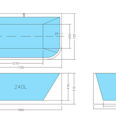 CETO | Casey 1700 x 510mm Left Corner Fit Freestanding Bath Tub