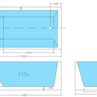 CETO | Casey 1500 x 510mm Right Corner Fit Freestanding Bath Tub