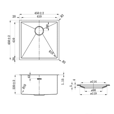 Otti | Axon Sink 45S 450x450x220