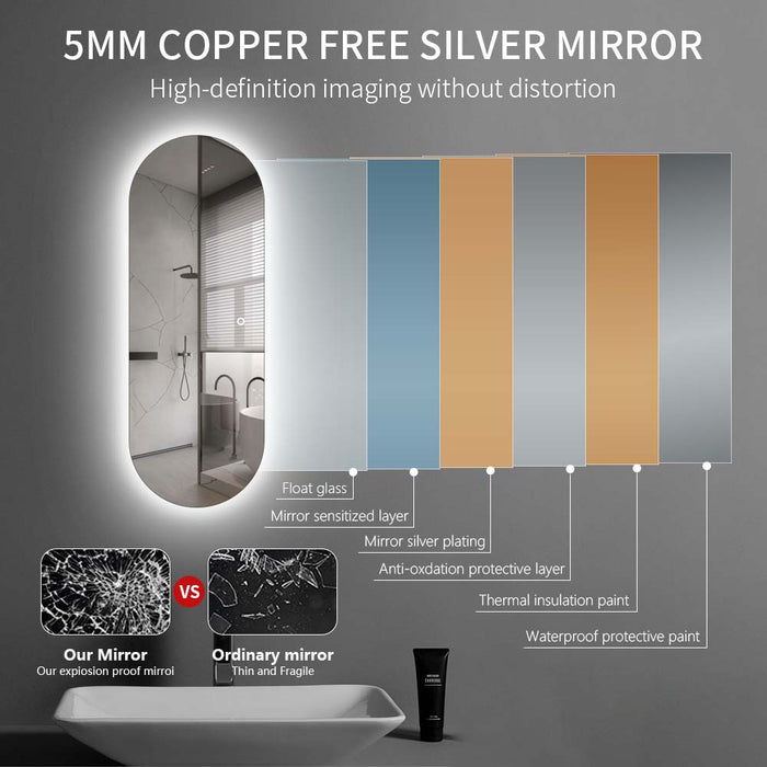 Pill | 600 x 1650mm LED Mirror Three colour option 3000K / 4000K / 6000K