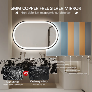 Stella | 1200 x 750mm Black Frame LED Mirror Three colour option 3000K / 4000K / 6000K