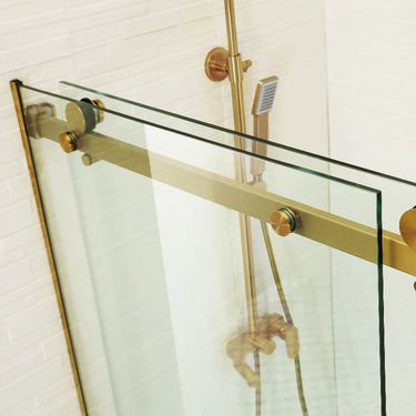 Brushed Gold Square Frameless Adjustable Sliding Shower Screen