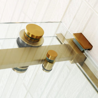 Brushed Gold Square Frameless Adjustable Sliding Shower Screen