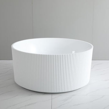 Como | fluted Round 1280mm Freestanding Bathtub Gloss White