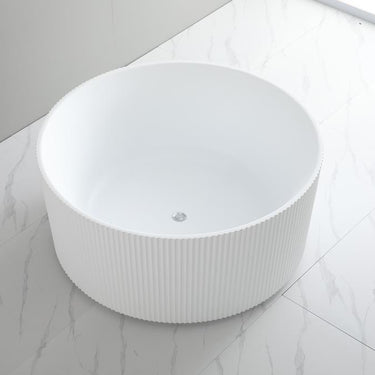 Como | fluted Round 1280mm Freestanding Bathtub Matte White