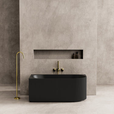 Capri | 1500mm Fluted Oval Freestanding Left Corner Bath Matt Black